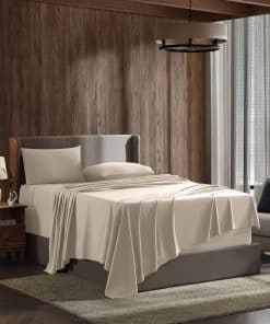 Juego de sábanas Nestl Queen - 4 piezas para -Beige crema