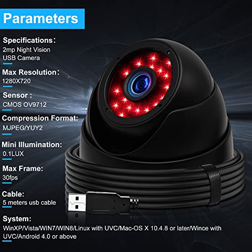 Cámara CCTV USB Domo de 1 megapíxel Visión Nocturna para - Imagen 6