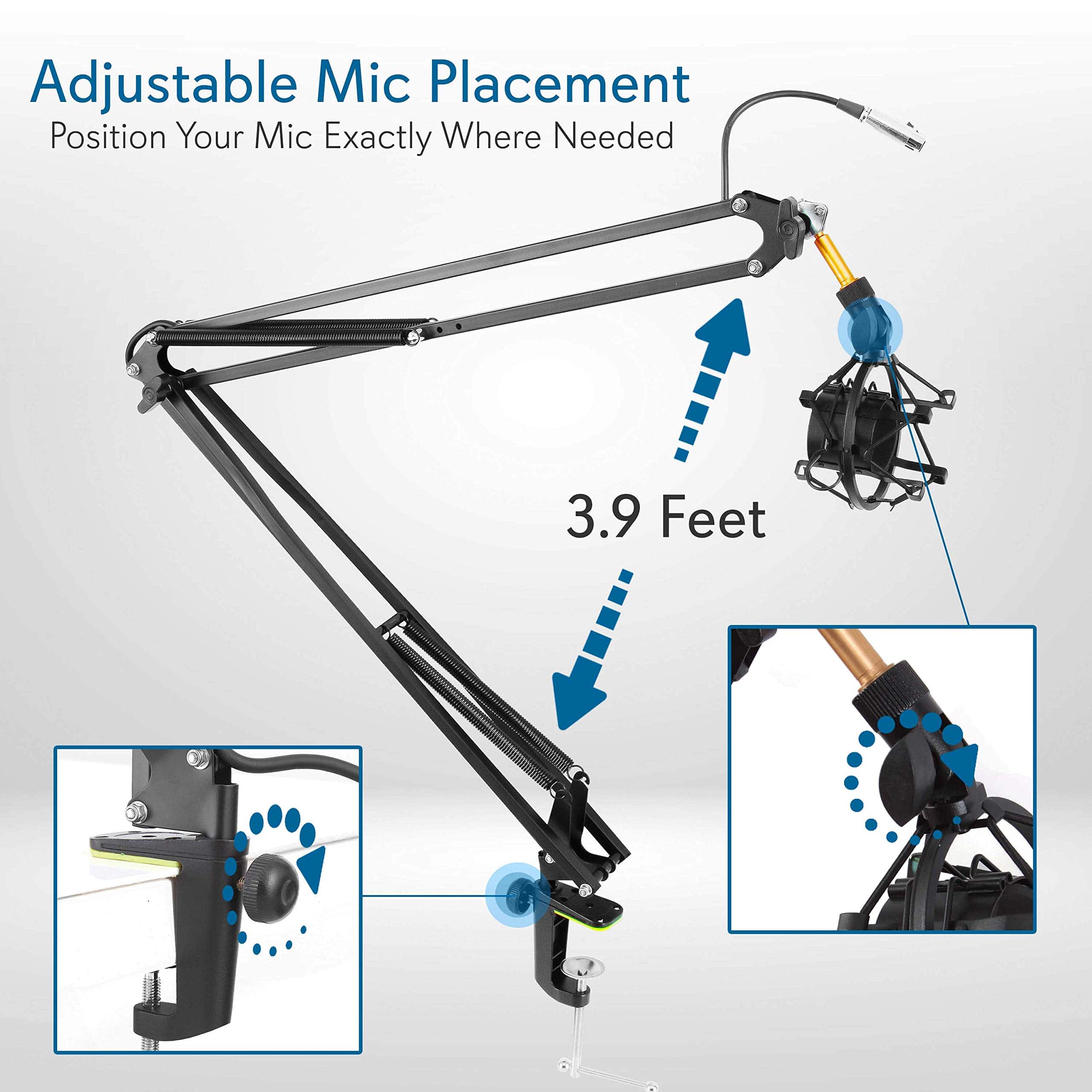 Pyle Suspension Microphone Boom Stand Pro - Soporte de - Imagen 3