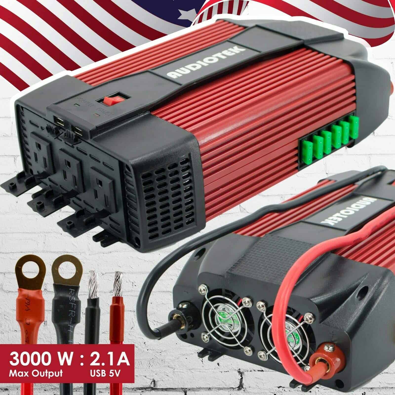 Inversor de corriente AUDIOTEK 3000W Watt DC 12V AC 110V