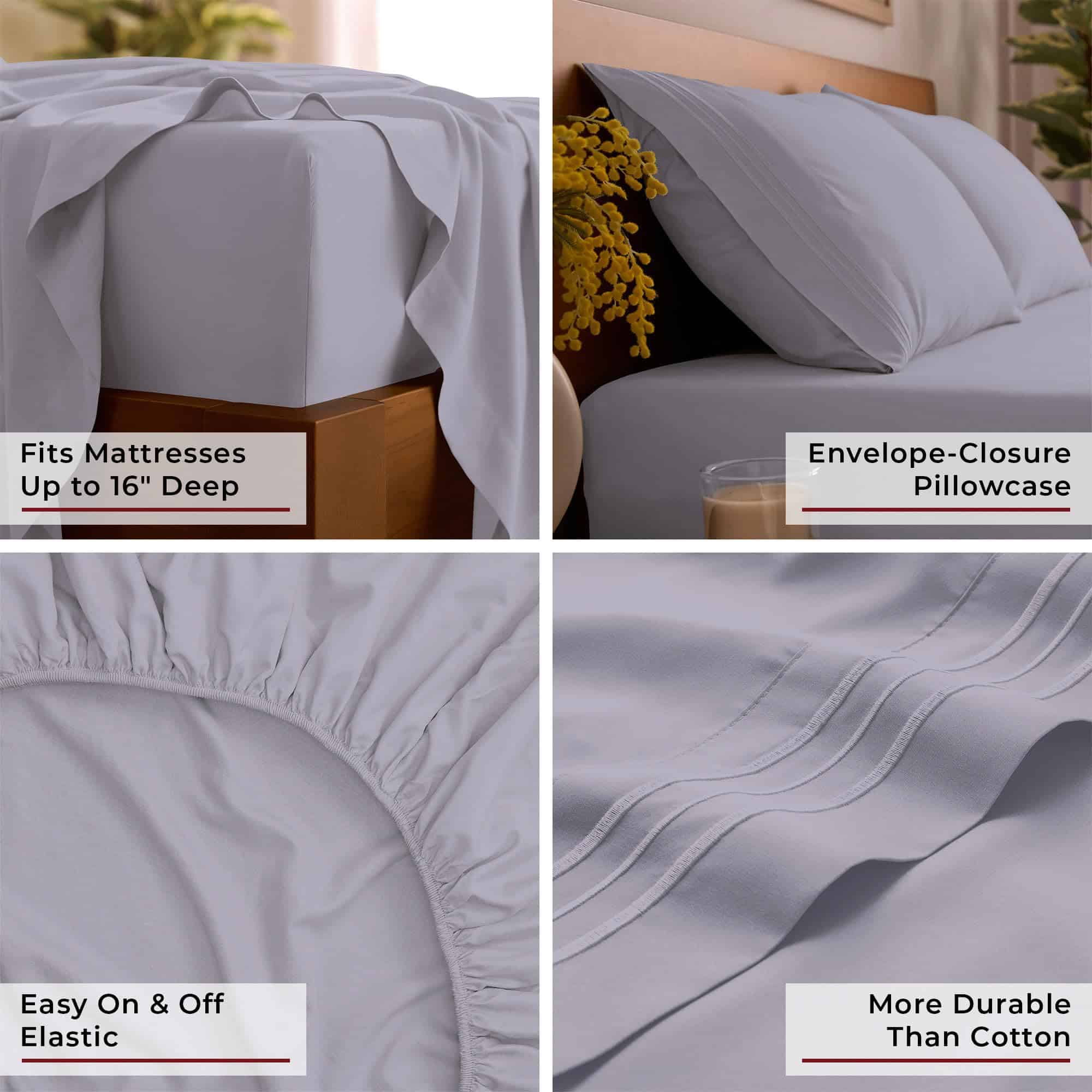 Juego de sábanas Mellanni Queen - 4 PC Colección icónica - Imagen 6