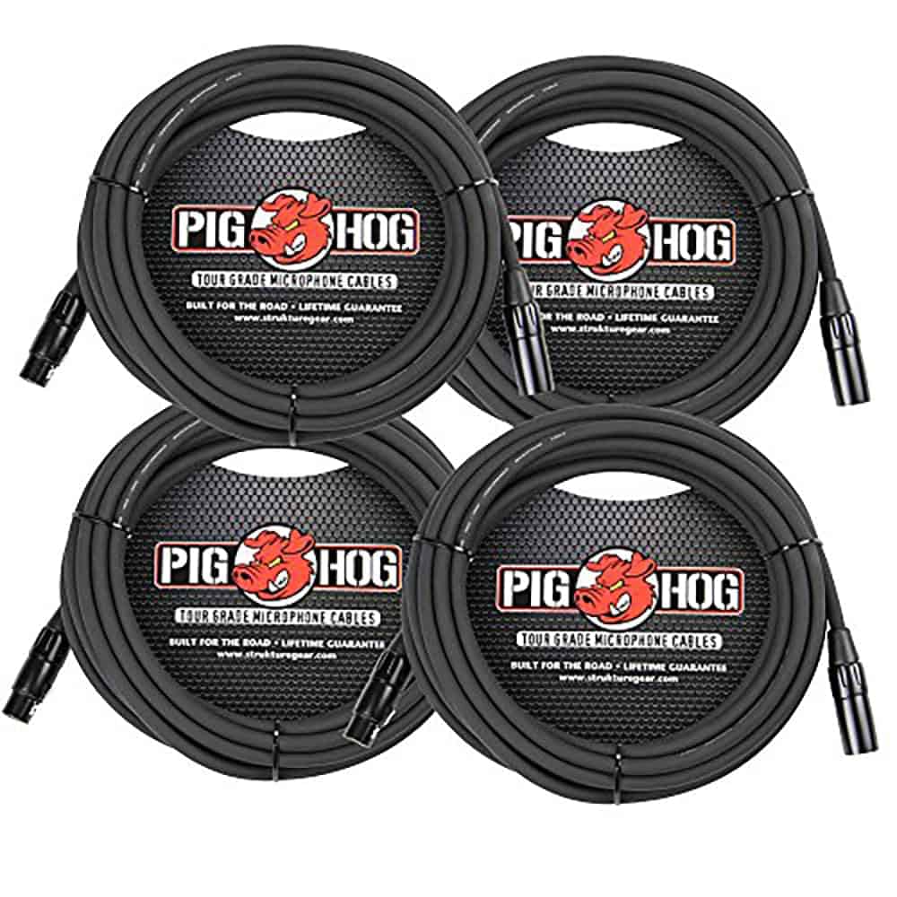 Cable de Micrófono Pig Hog de 8 mm, 20 pies, XLR - Paquete