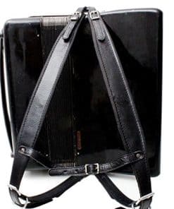 Correas de Acordeón Acolchadas de Cuero Genuino Color Negro