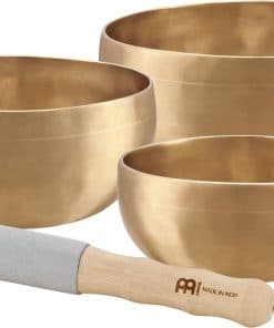 Juego de 3 Cuencos Tibetanos de Bronce con Mazo, Anillos y