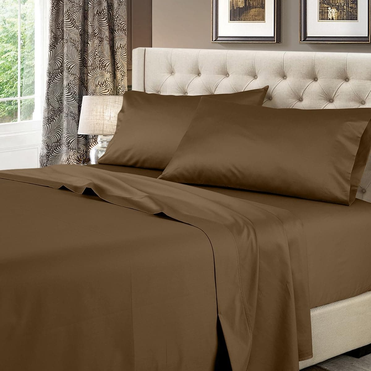 Juego de Sábanas de 4 piezas en Color Chocolate Sólido de