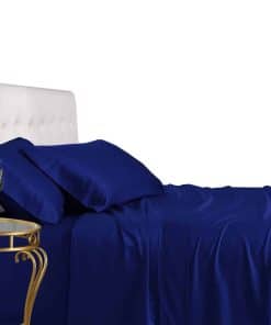 Juego de sábanas de bambú Viscosa de -Azul Marino