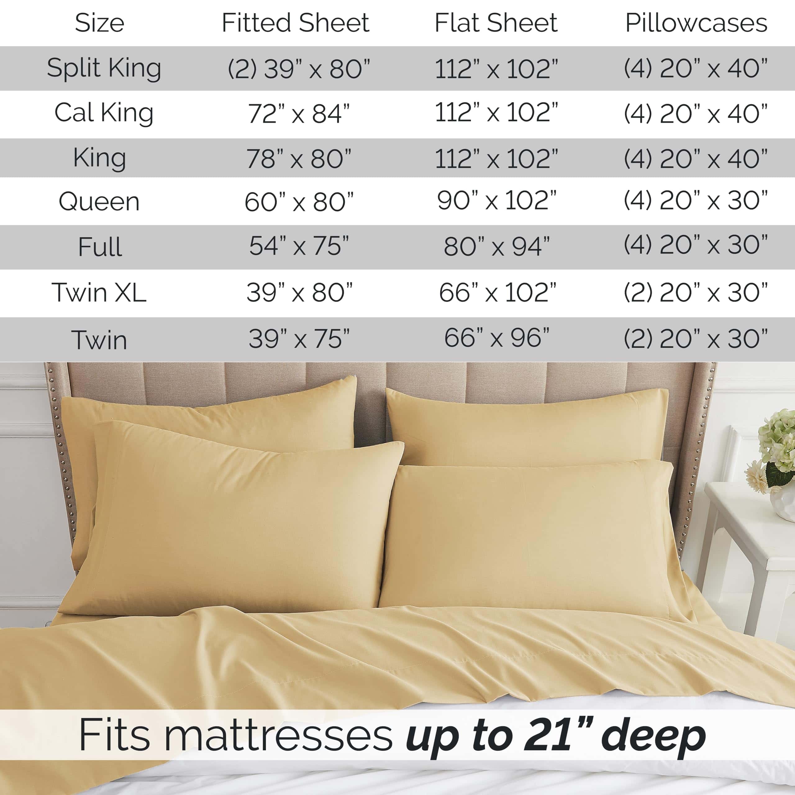 Juego de Sábanas de Microfibra de 6 Piezas -Gold - Imagen 4