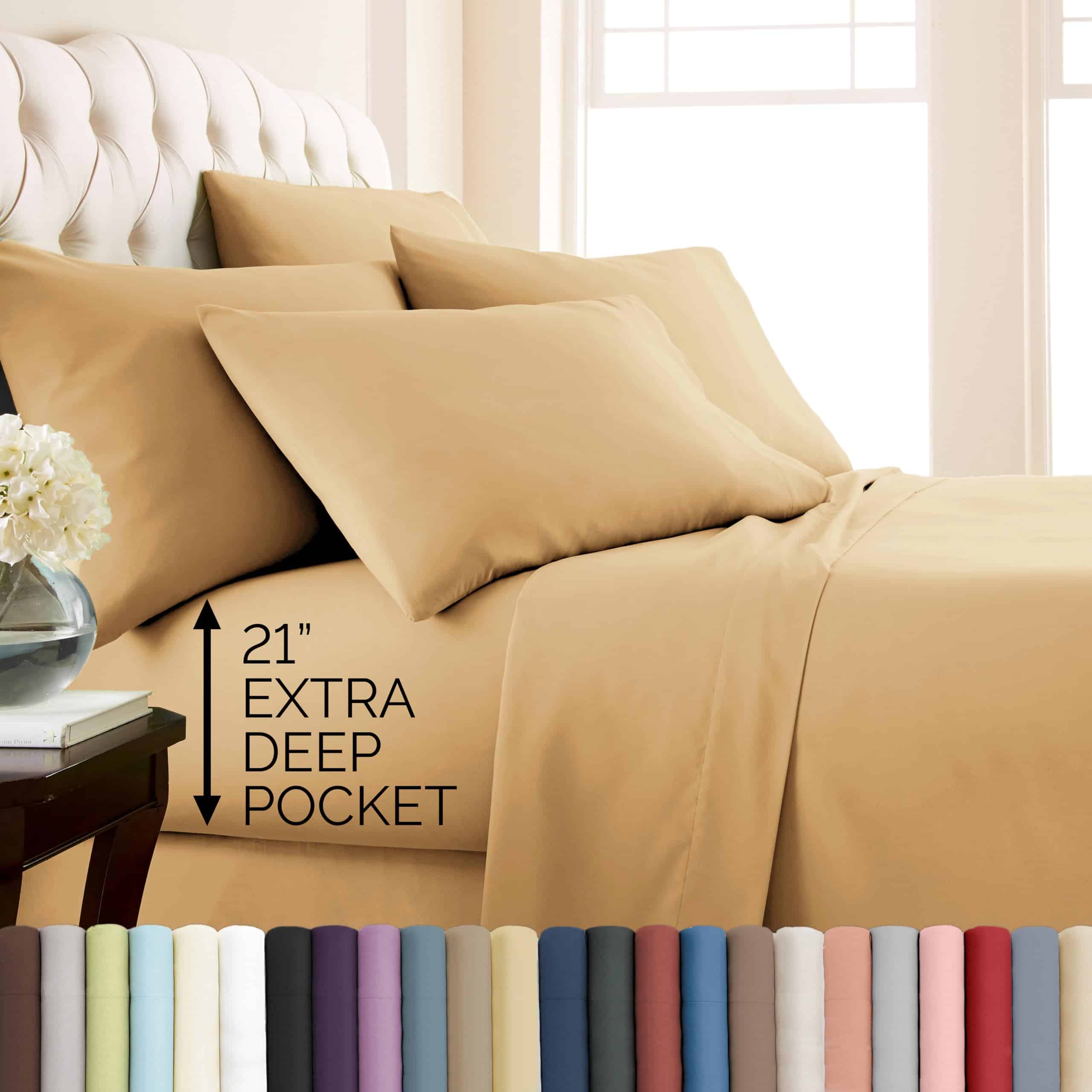 Juego de Sábanas de Microfibra de 6 Piezas -Gold