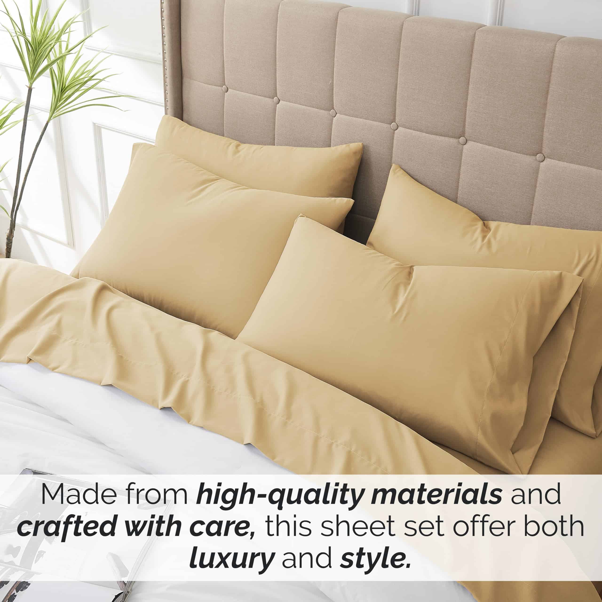 Juego de Sábanas de Microfibra de 6 Piezas -Gold - Imagen 5