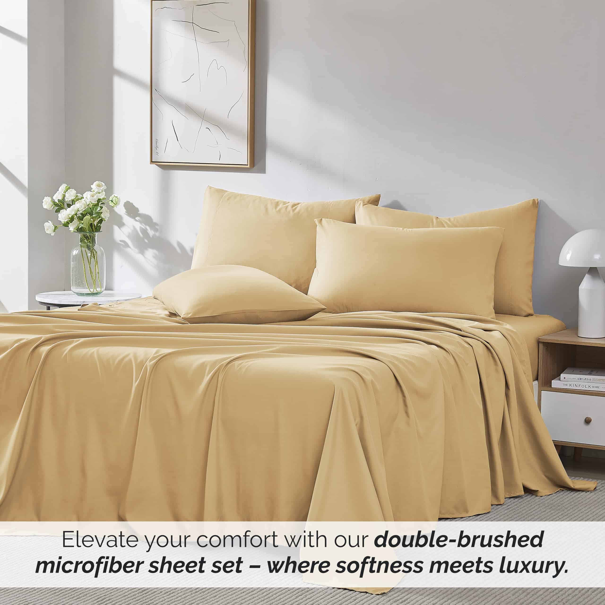 Juego de Sábanas de Microfibra de 6 Piezas -Gold - Imagen 6