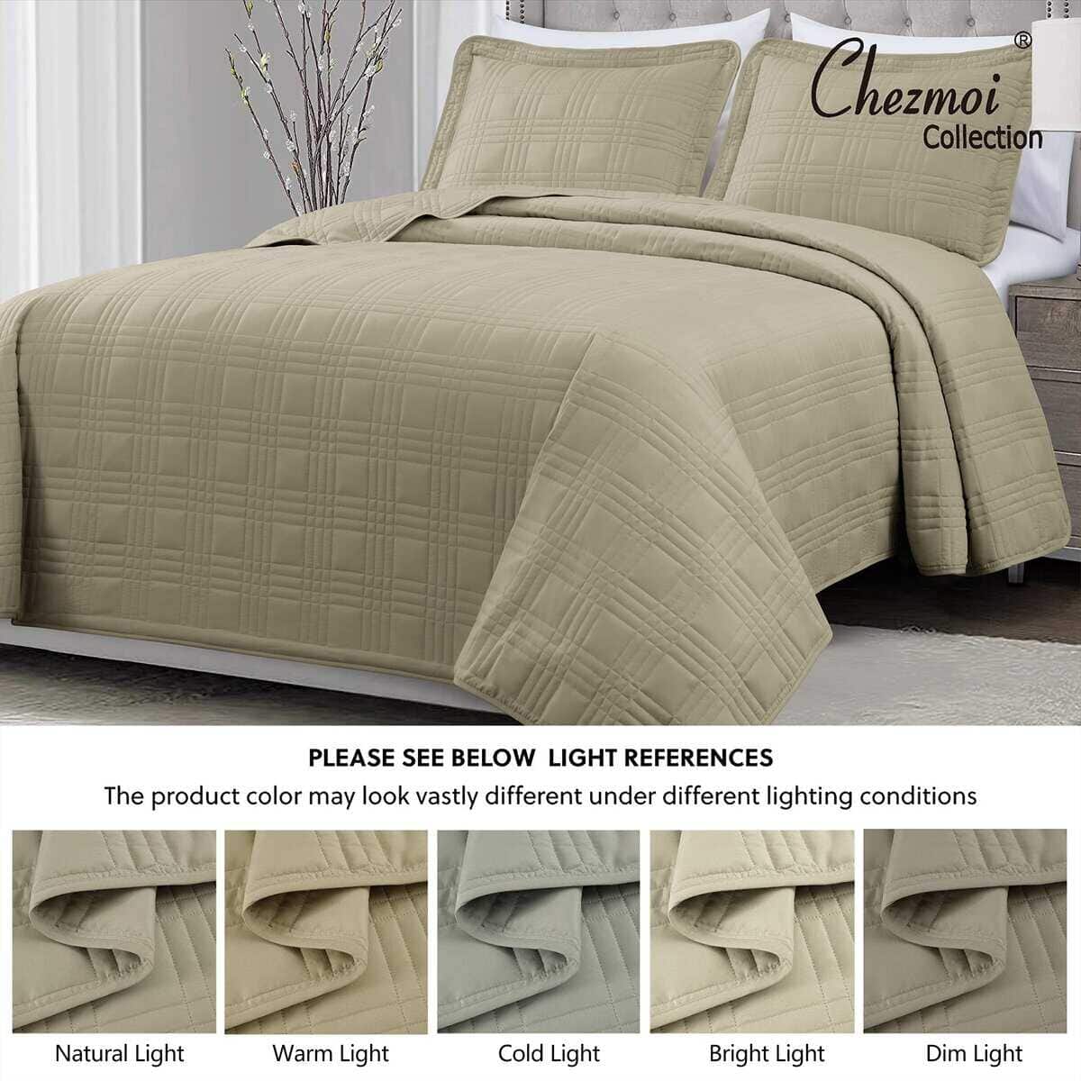 Chezmoi Collection Kingston Juego de Colcha de 3 Piezas - Imagen 8