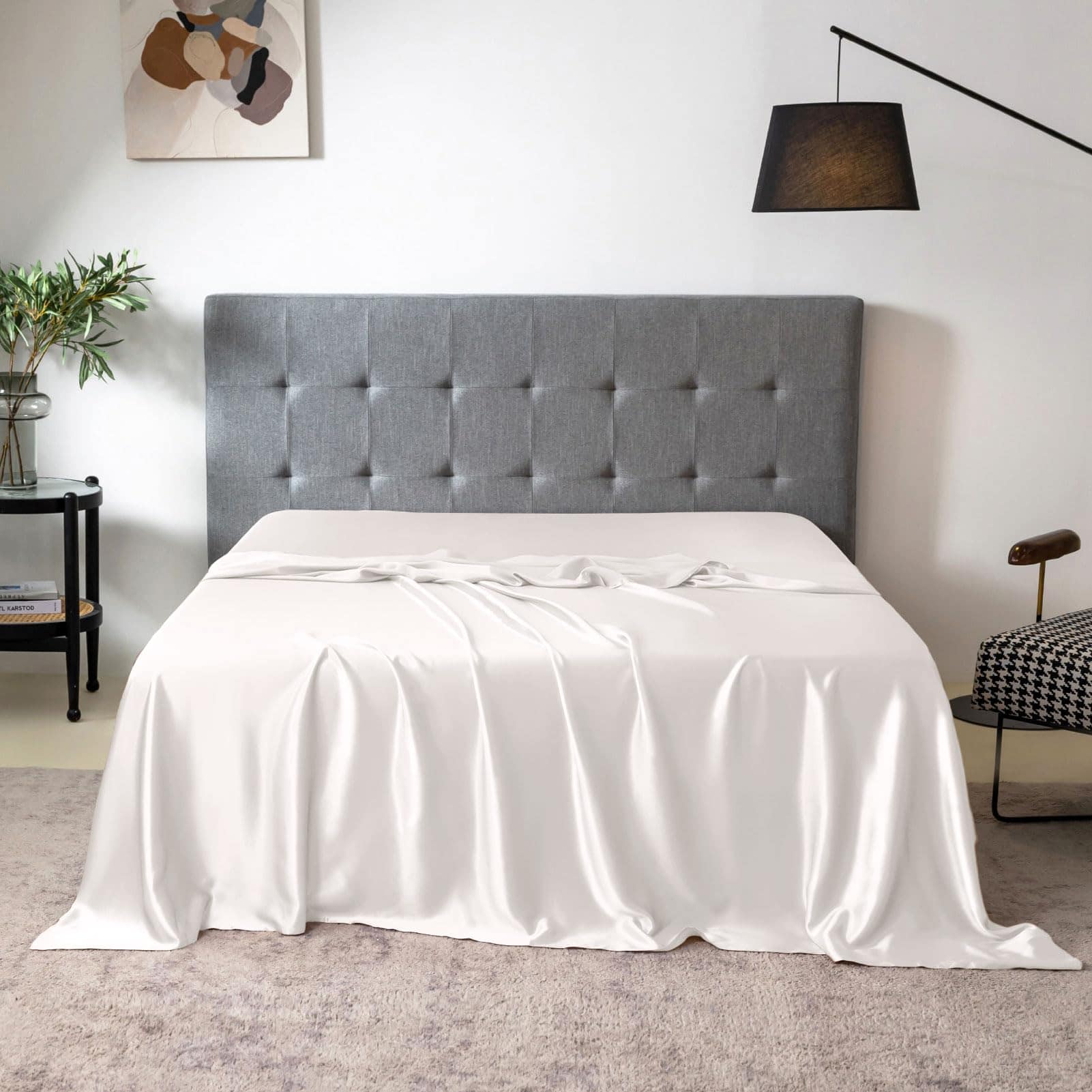 Sábana de Seda 100% Pura THXSILK, Sábana Plana de Cama de