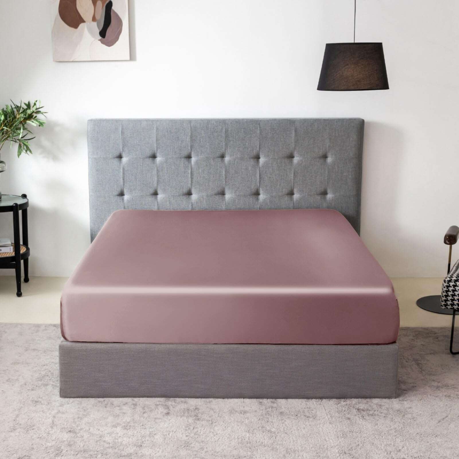 Sábana Ajustable de Seda Natural THXSILK, -Morado