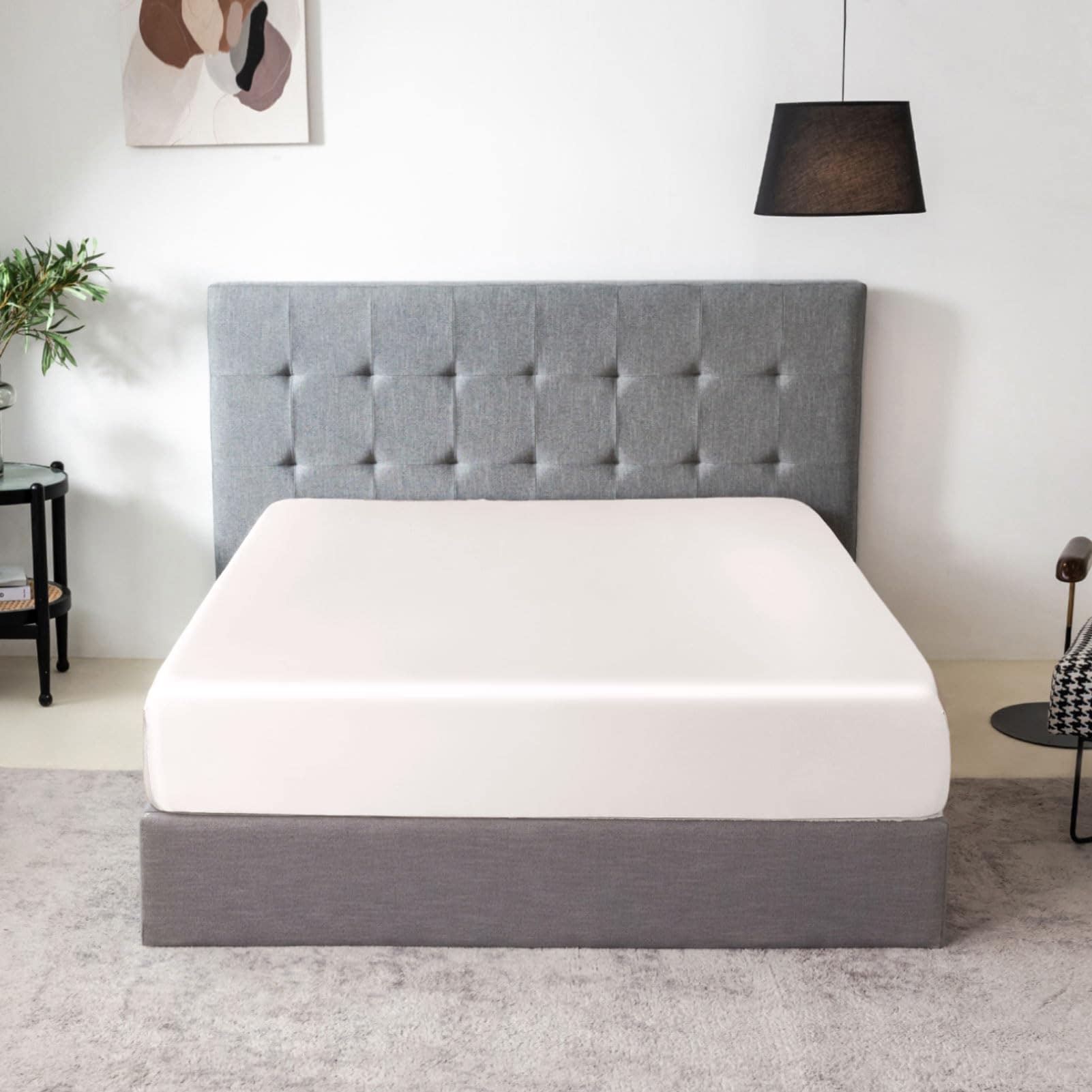 Sábana Ajustable de Seda Natural THXSILK, -Blanco