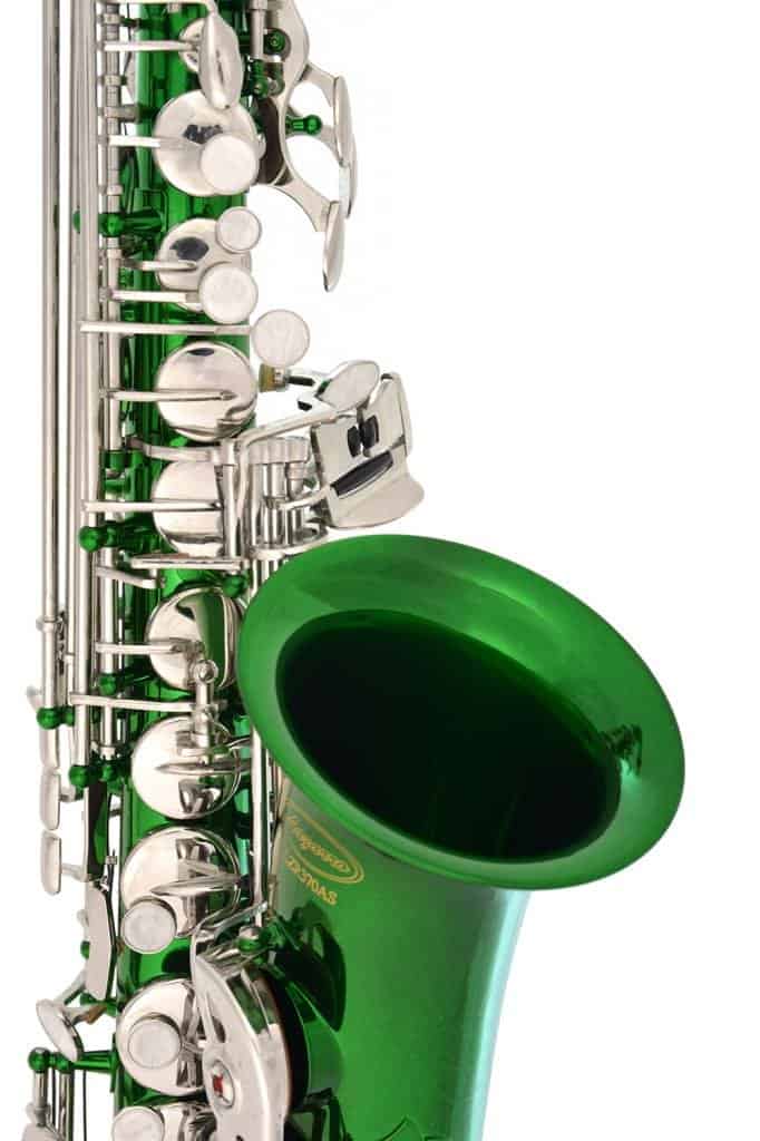 Saxofón Alto Lazarro 370-GR - Verde/Plata - 11 Cañas, Libro - Imagen 6