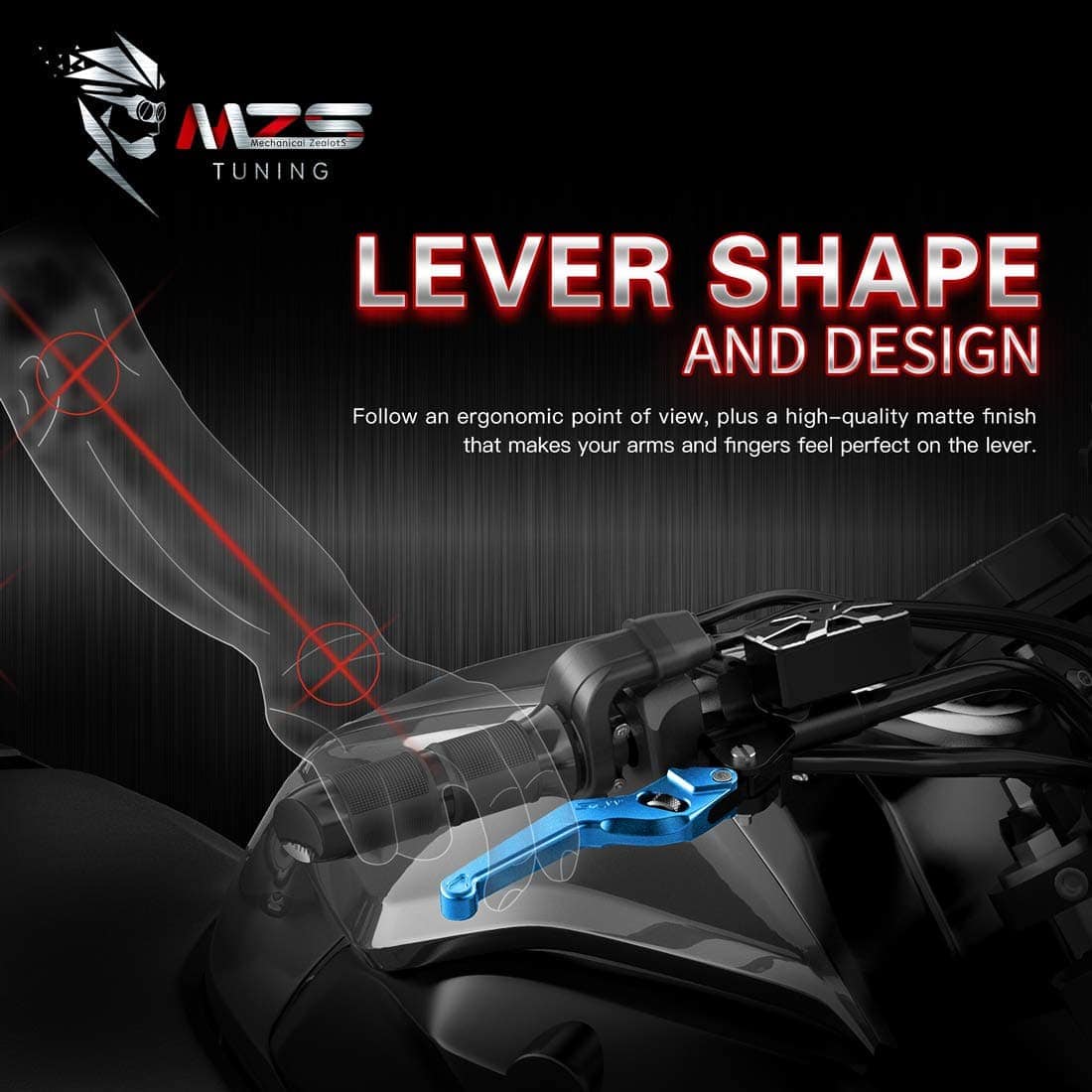 Manetas de Freno y Embrague de Motocicleta MZS Azules, - Imagen 6