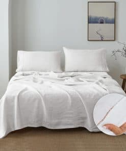 Juego de sábanas de lino belga 100%, hecho a mano con