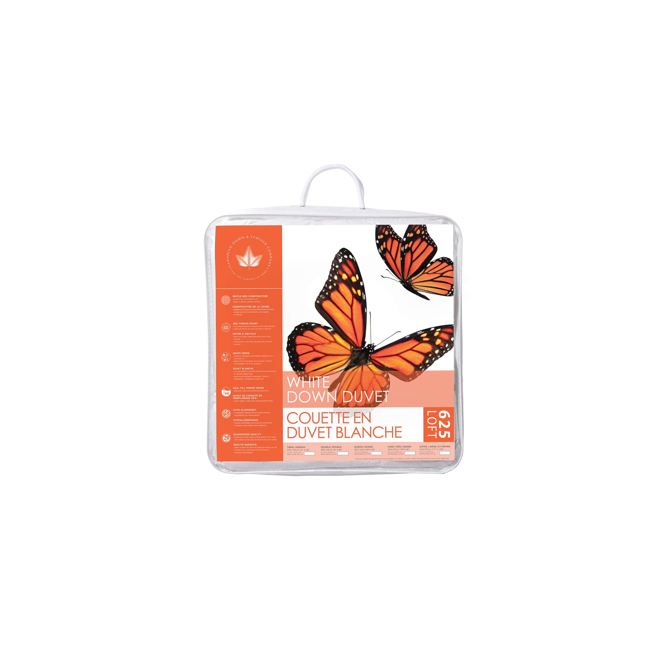 Edredón de plumas y plumón blanco de peso regular 625 Loft