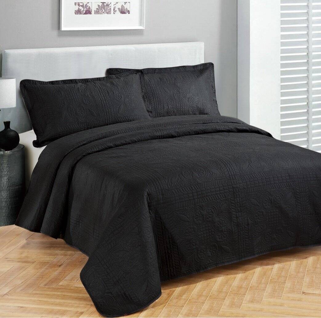 Colcha de Cama de Lujo Fancy Collection Bed Cover Black