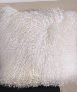 Funda de cojín de piel de cordero mongol tibetano real 100%