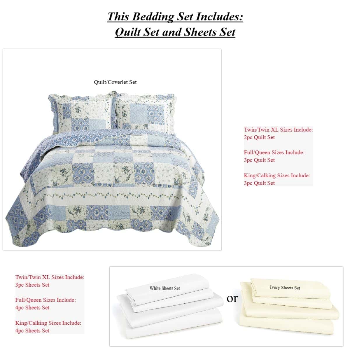 Juego de 7 Piezas de Colcha para Cama - Tamaño California - Imagen 7