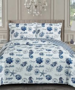 Set de Colcha con Estampado de Conchas Marinas de Royal