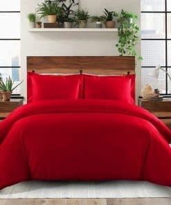 Juego de Funda de Edredón Royal Hotel's Rojo Sólido de 2