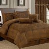 Juego de Edredón de 7 Piezas en Micro Gamuza Color Café