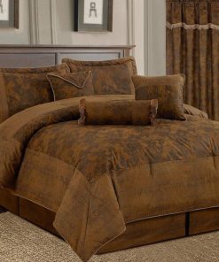 Juego de Edredón de 7 Piezas en Micro Gamuza Color Café