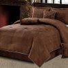 Set de Edredón Lujoso en Micro Gamuza de 7 Piezas en Marrón