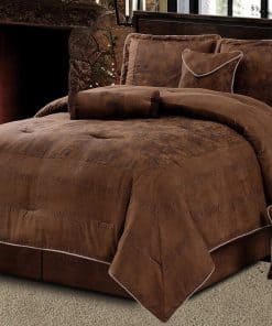 Set de Edredón Lujoso en Micro Gamuza de 7 Piezas en Marrón