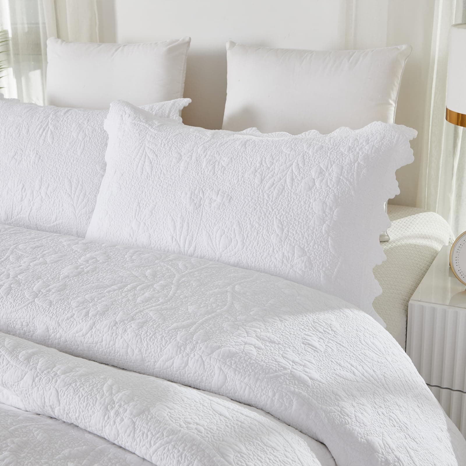 Juego de Edredones Brandream Blanco Tamaño Queen Colchas - Imagen 5