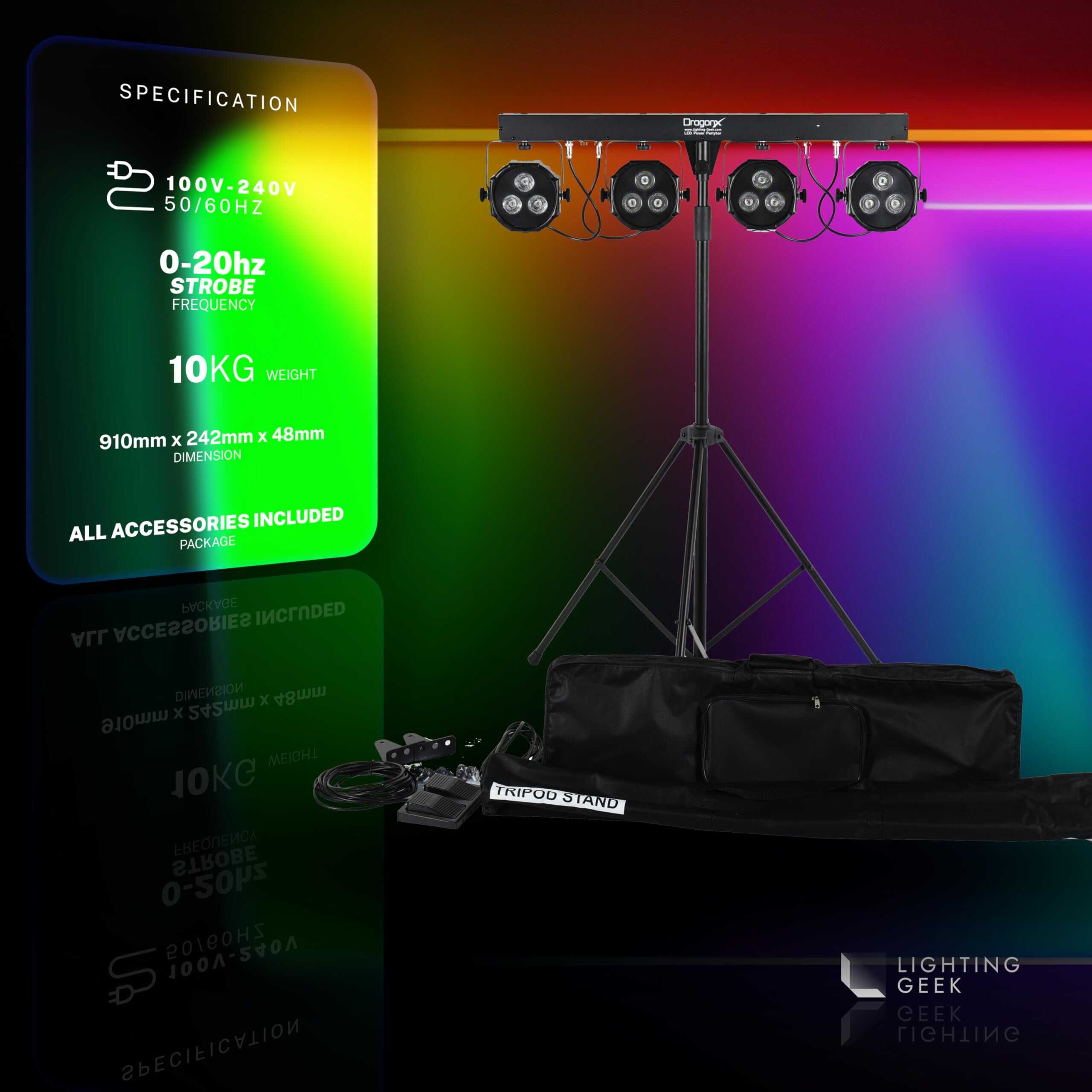 Soporte de Luces DragonX DJ, Luz Eléctrica con 4 Barras - Imagen 6