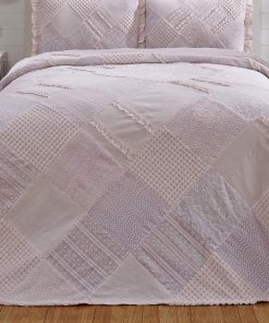 Colcha de cama acolchada de parches de chenilla rizada