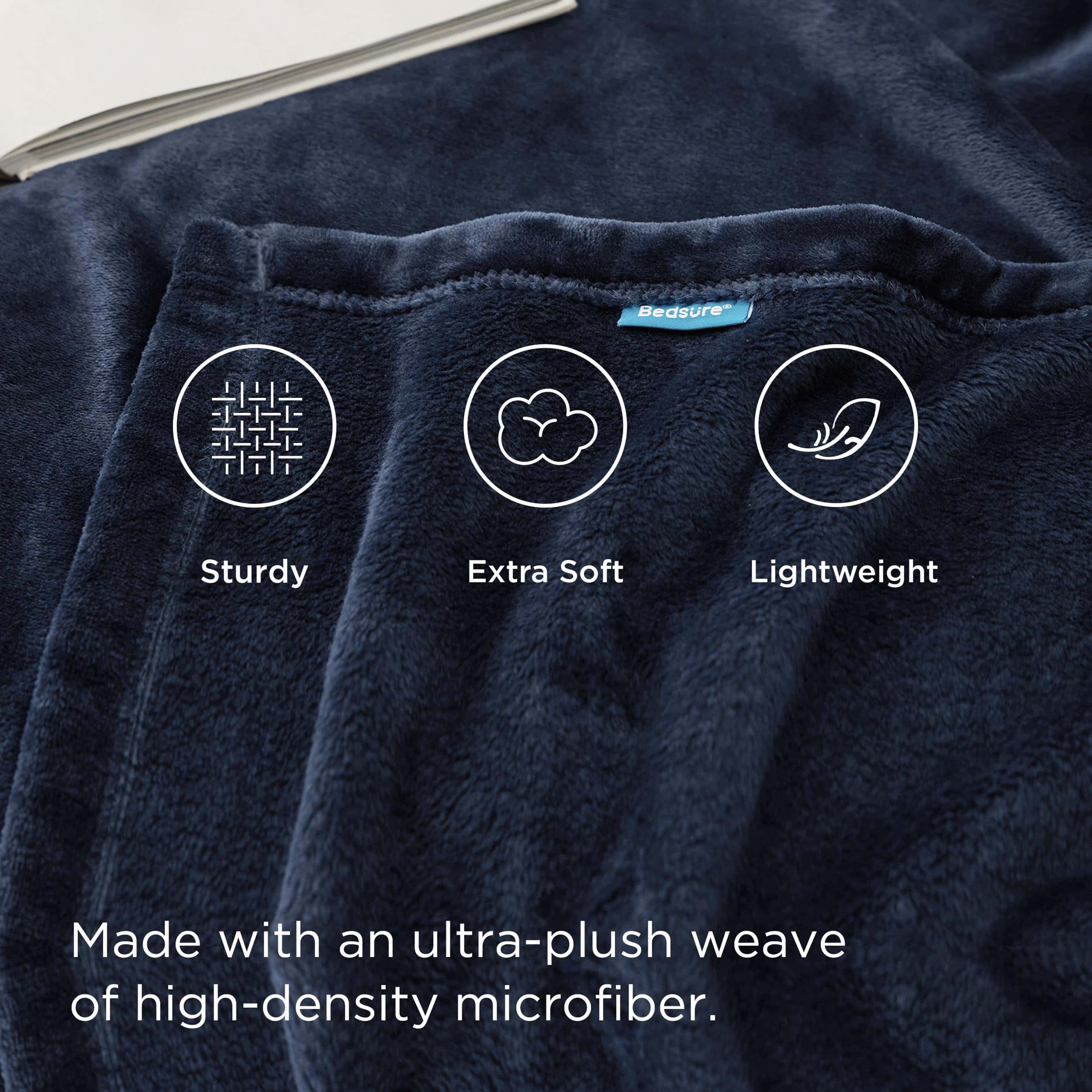 Mantas de Felpa Azul Marino Bedsure Tamaño King - Manta de - Imagen 4