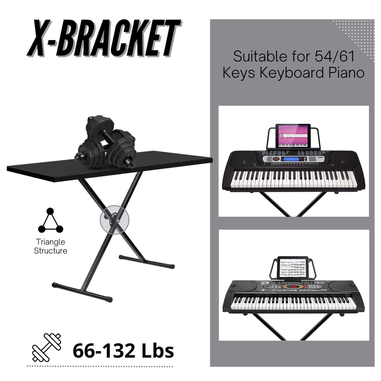 Soporte de Teclado Clásico Flexzion para Músicos Piano - Imagen 5