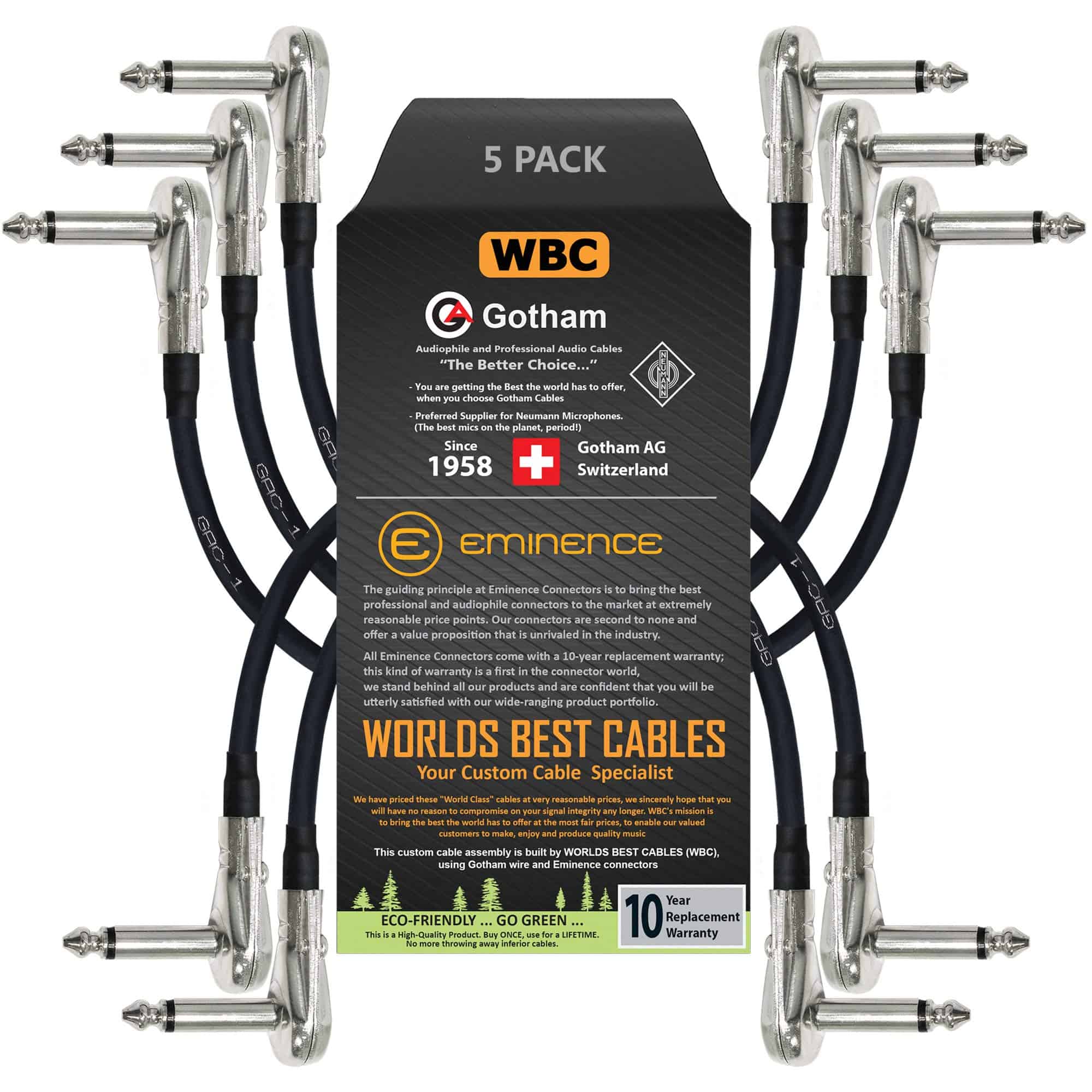 5 Unidades - 9 Pulgadas � Gotham GAC-1 - Cable de Parche de