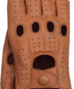 Guantes de Cuero sin Dedos para Hombres de Riparo -Cognac