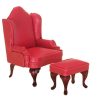 Silla con Otomana en Miniatura para Casa de Muñecas en Rojo
