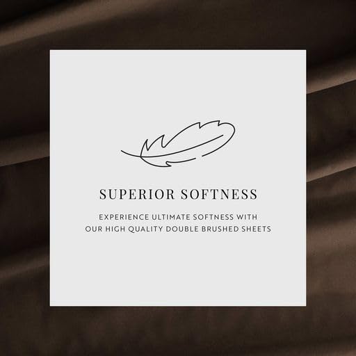 Juego de sábanas de microfibra cepillada doble -Chocolate - Imagen 4