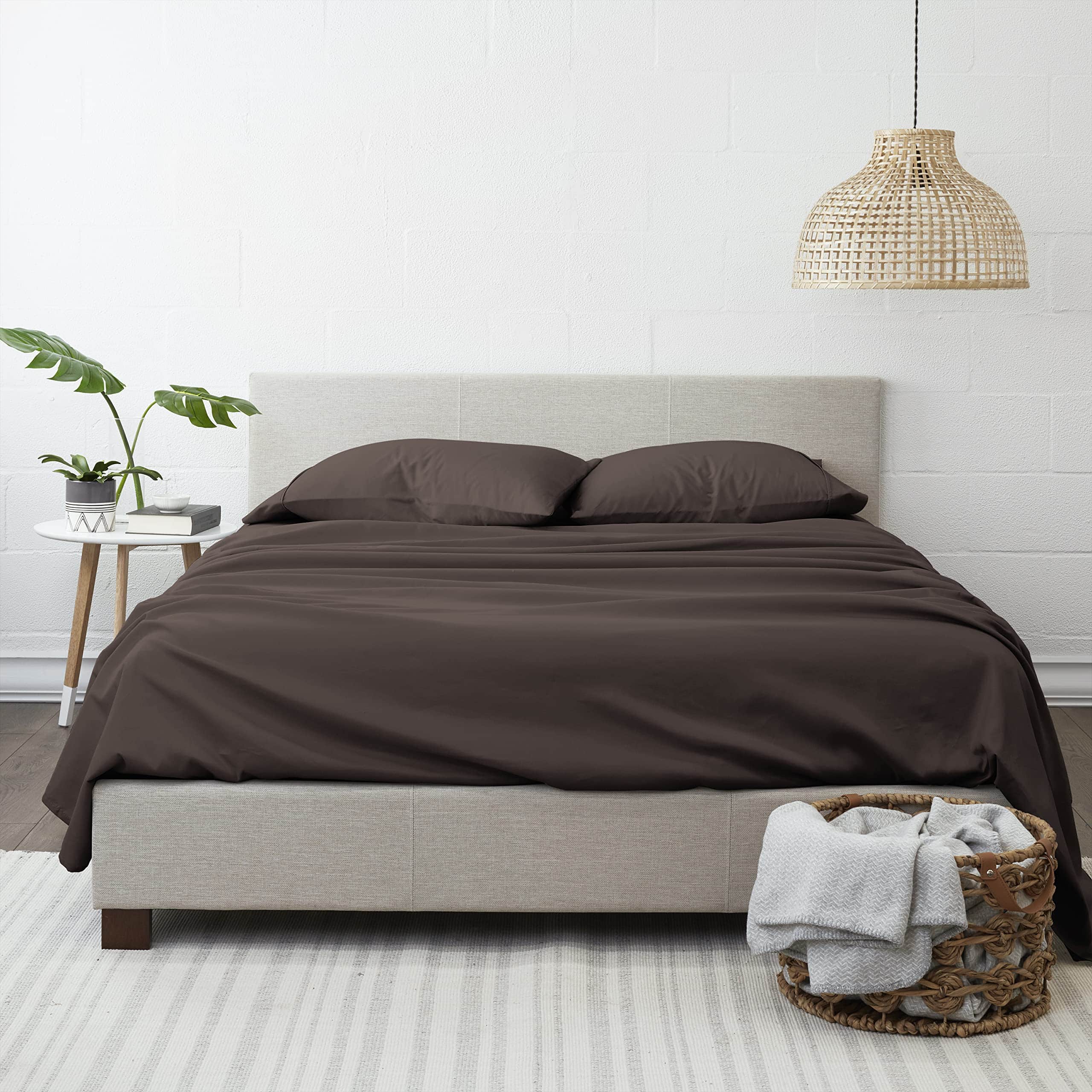 Juego de sábanas de microfibra cepillada doble -Chocolate - Imagen 3