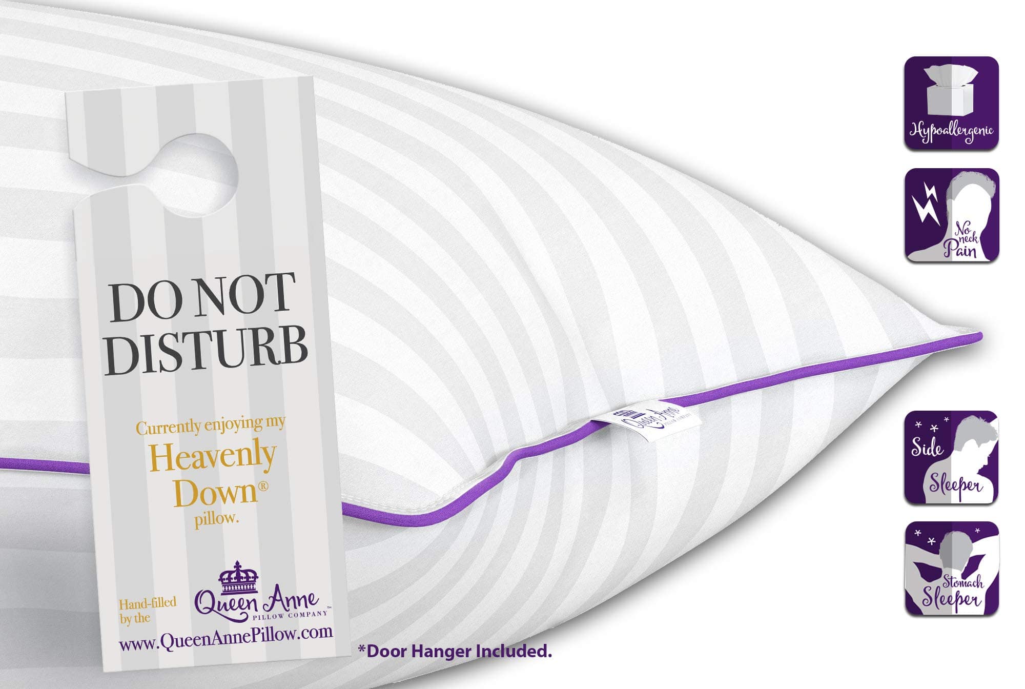 Almohada de poliéster de lujo Queen Anne Majesty Down - - Imagen 9