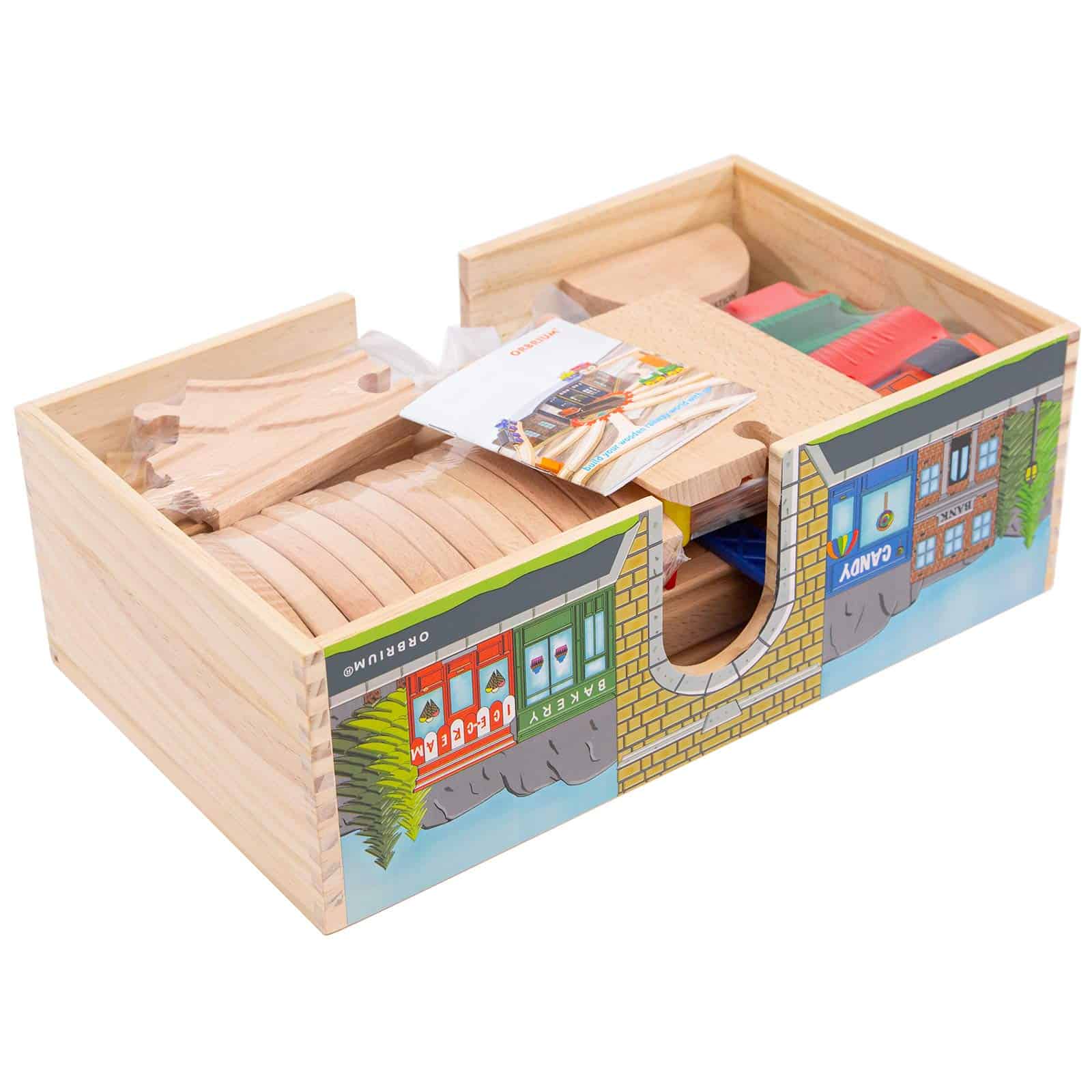 Conjunto de Trenes de Madera Deluxe ORBRIUM 52 Pcs con Caja - Imagen 4