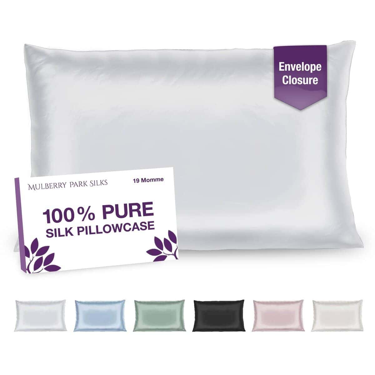 Funda de Almohada de Seda 100% Mulberry Park -Blanco