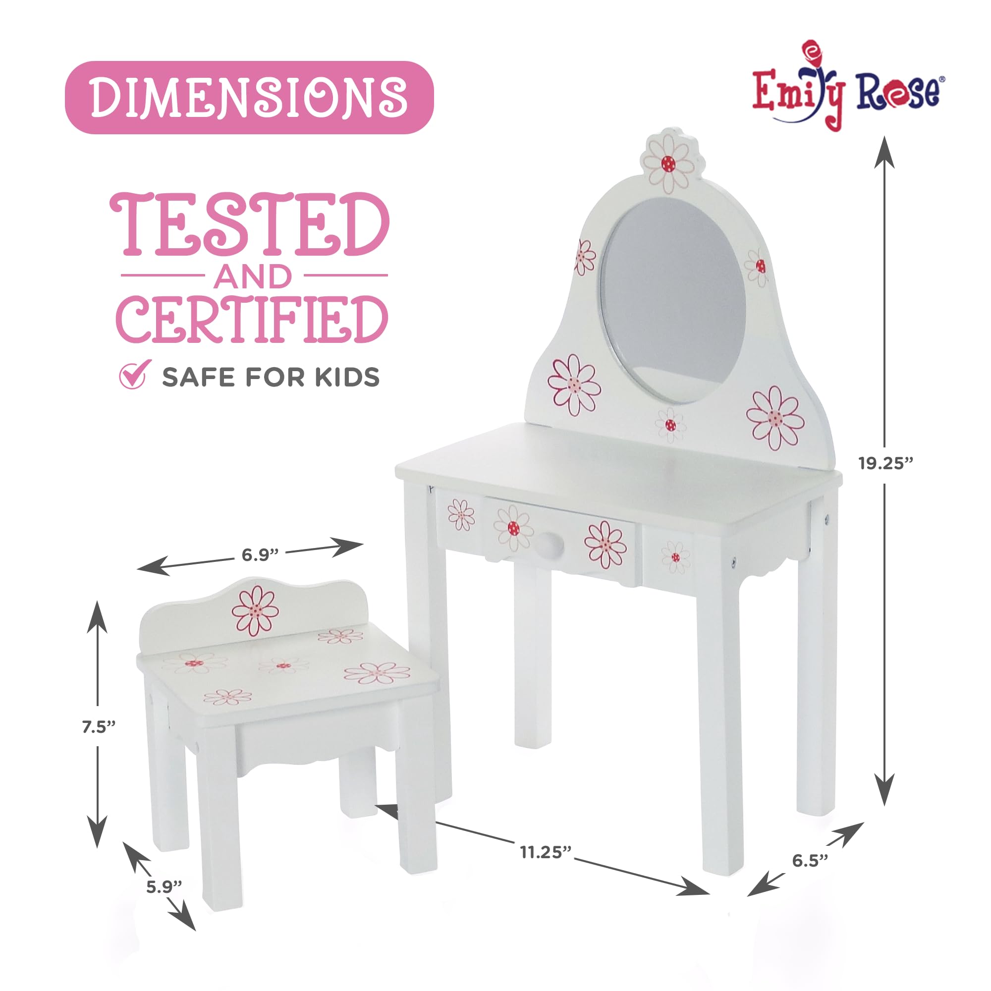 Muebles de Muñeca Emily Rose | Tocador con Silla - - Imagen 5