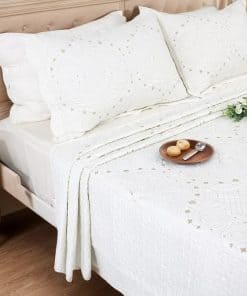 Juego de edredón romántico en color blanco crema Brandream