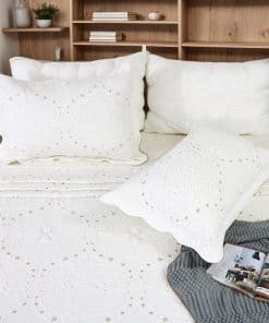 Juego de Edredón Brandream Tamaño Queen Blanco Crema Juego