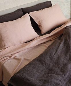 Sábana Ajustable de Lino Stone Washed LinenMe 0453005, Rosa