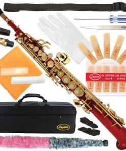 Saxofón Soprano Recto Lazarro Llaves Rojo-Oro Bb Si Bemol