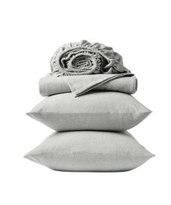 Juego de sábanas de franela orgánica -Gris Claro Jaspeado